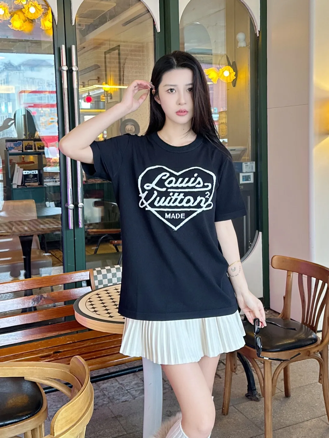 Louis Vuitton/Louis Vuitton love jacquard knitted short sleeves